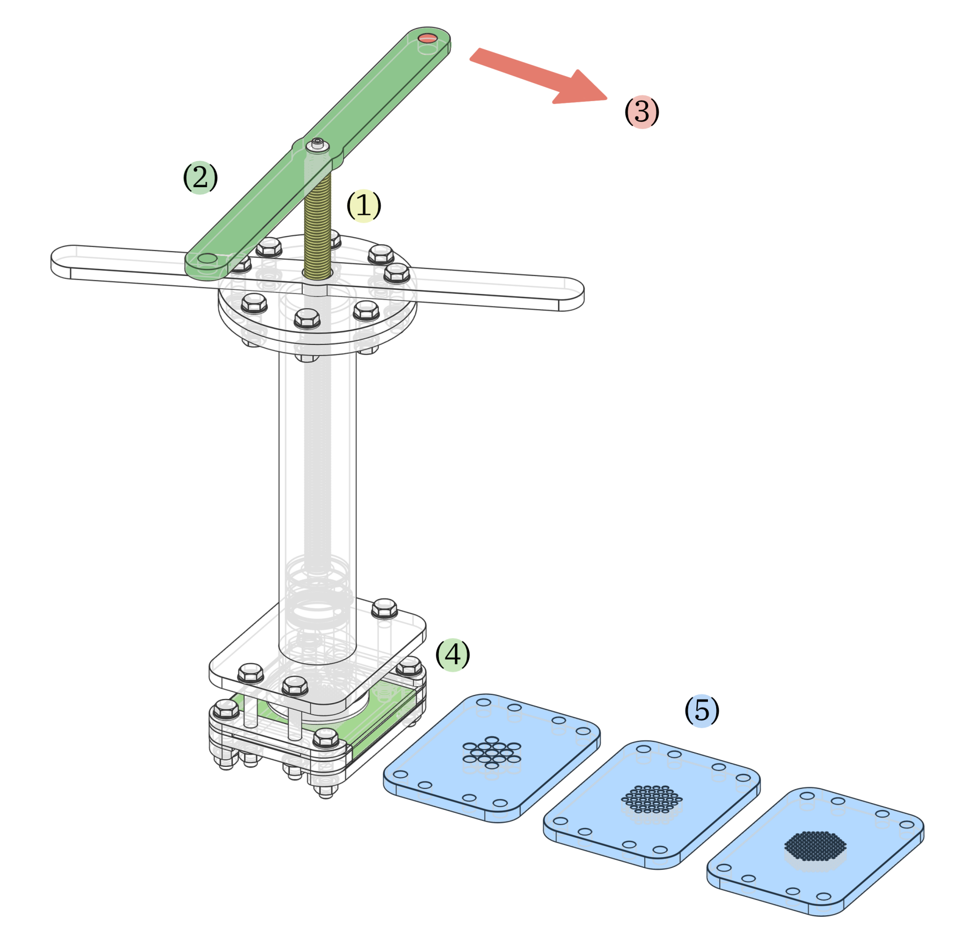 Key parts of the proof-of-concept filter press.