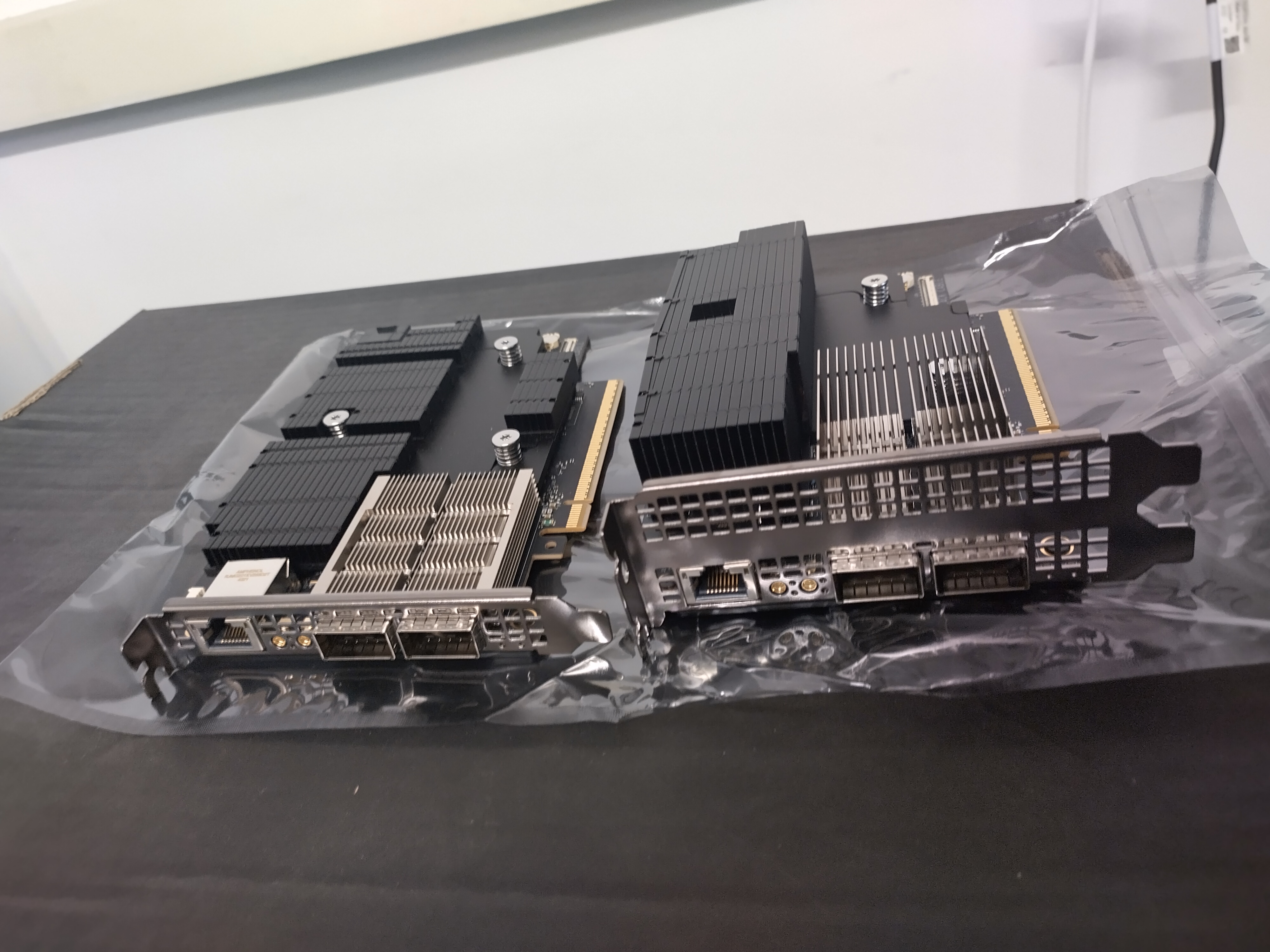 Two NVIDIA BlueField 3 DPUs of different SKUs side by side